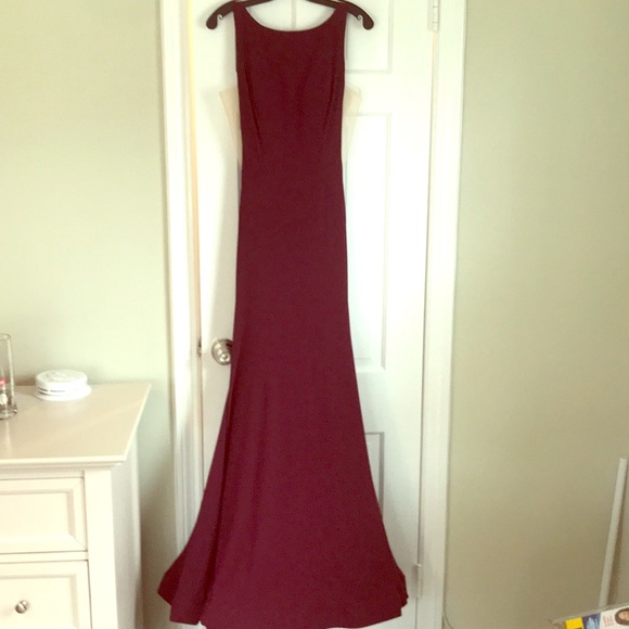 Jovani Burgundy Mermaid Gown low cut sides - Picture 5 of 8